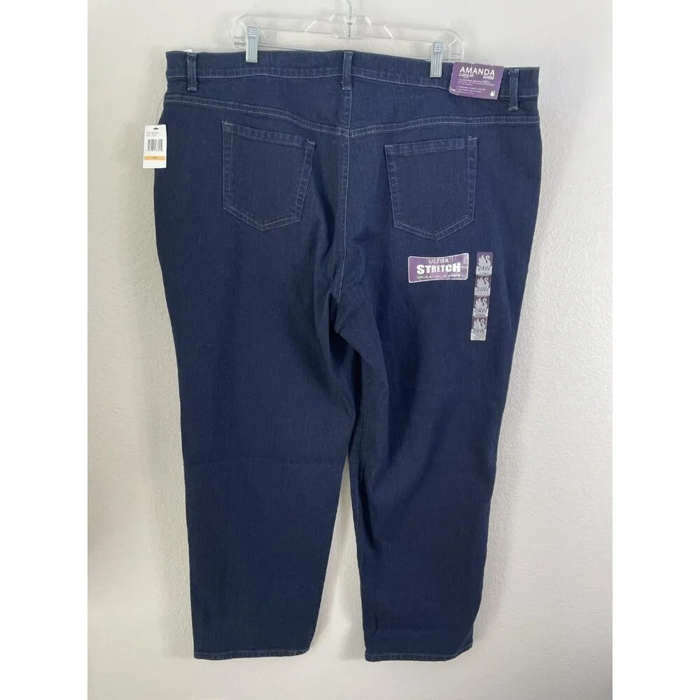 NEW Gloria Vanderbilt‎ Amanda Jeans Womens Plus 24W Dark Wash High Rise Tapered